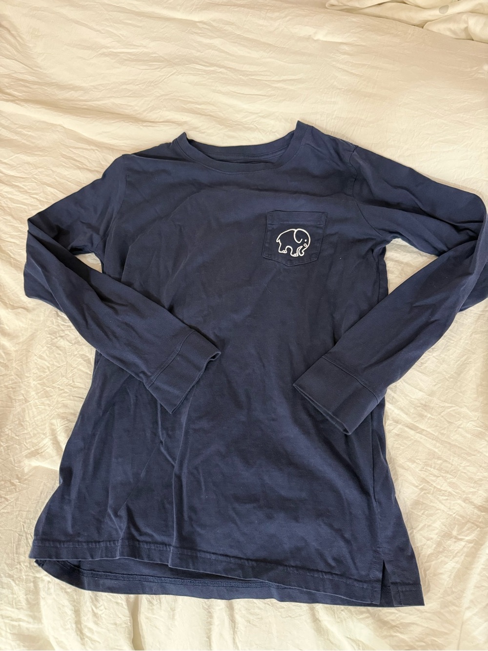 ivory ella Navy Tee with White Elephant Logo